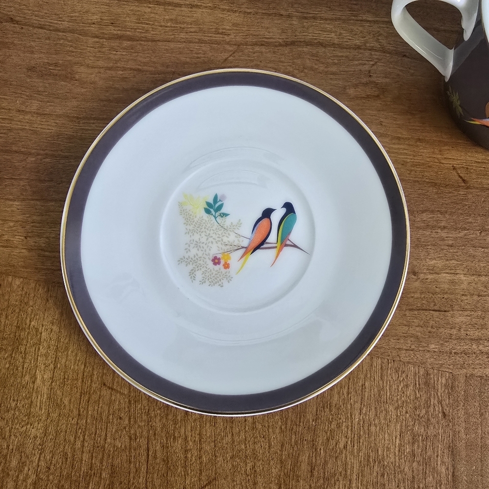 Sara Miller London Portmeirion Chelsea Collection Teacup & Saucer Dark Grey - Picture 11 of 11